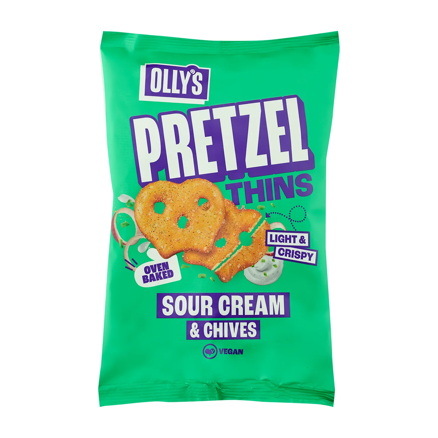 Olly's Pretzel Thins - Vegan Sour Cream & Onion - 140g